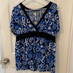 Flirty Fun Candy Rain Blue Babydoll Blouse 1X